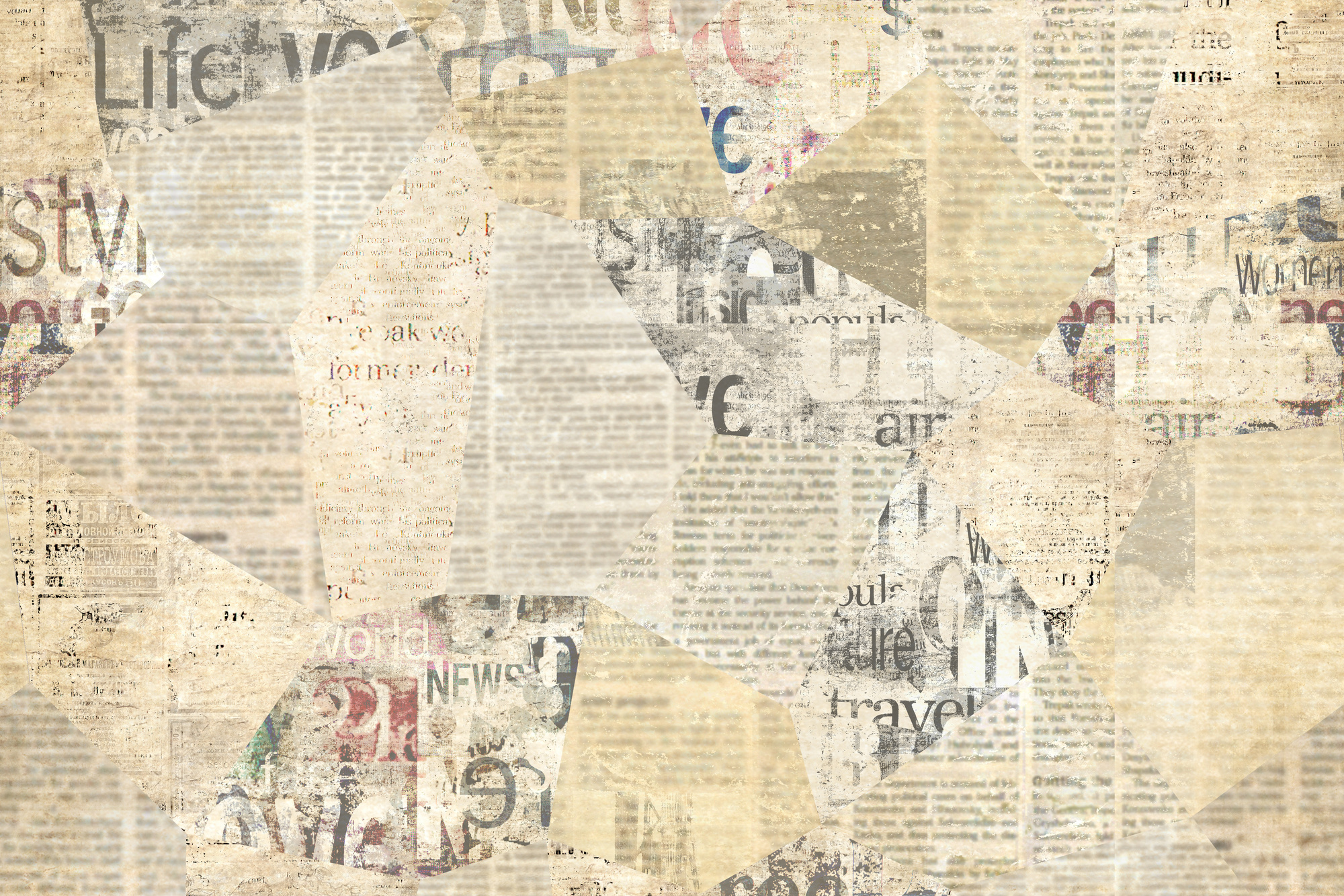 Aged Newspaper Collage Background